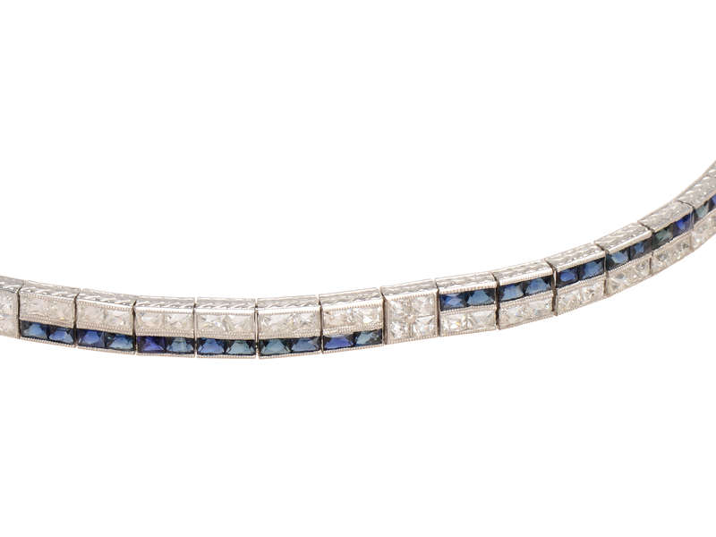 Art Deco French Cut Diamond & Sapphire Bracelet
