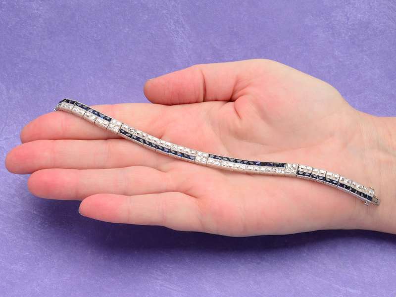 Art Deco French Cut Diamond & Sapphire Bracelet