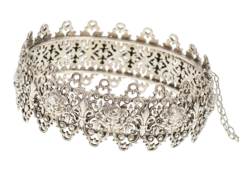 French Lace in Silver - Antique Bangle Bracelet