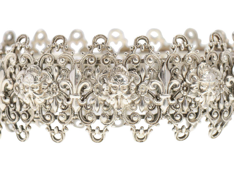 French Lace in Silver - Antique Bangle Bracelet