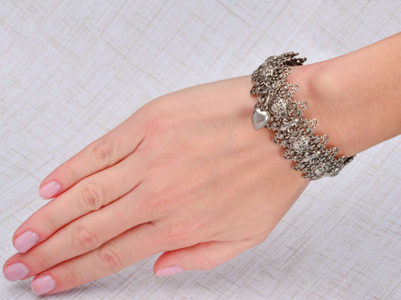 French Lace in Silver - Antique Bangle Bracelet