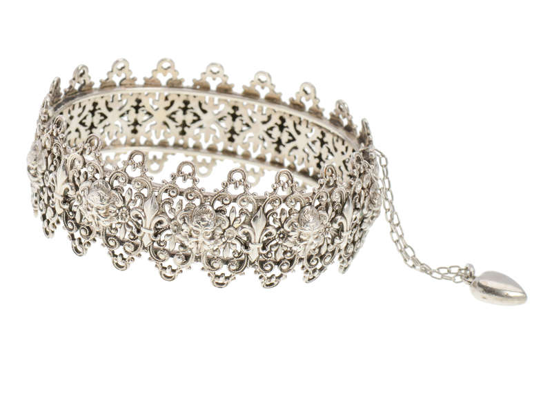 French Lace in Silver - Antique Bangle Bracelet