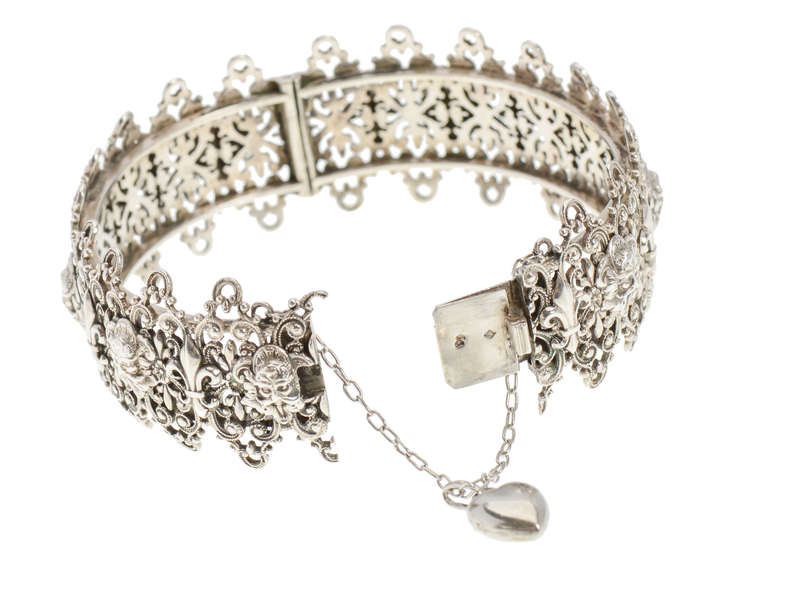 French Lace in Silver - Antique Bangle Bracelet