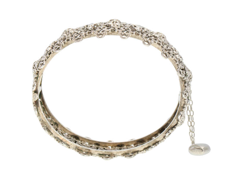French Lace in Silver - Antique Bangle Bracelet