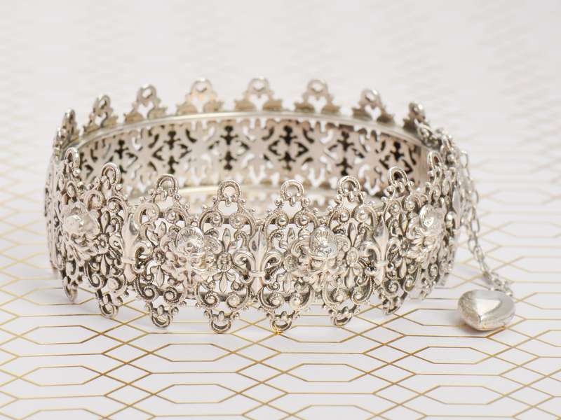 French Lace in Silver - Antique Bangle Bracelet