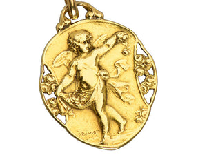 French Angel Cherub Pendant Dated 1920