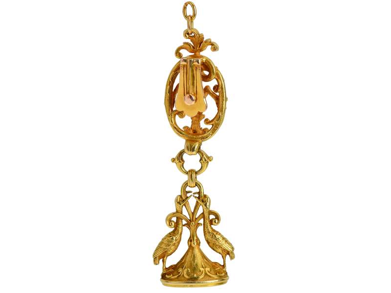 Art Nouveau Antique Dragon & Ibis Bird Fob