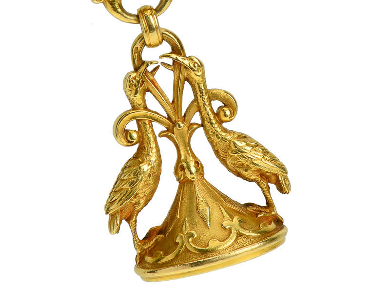 Art Nouveau Antique Dragon & Ibis Bird Fob
