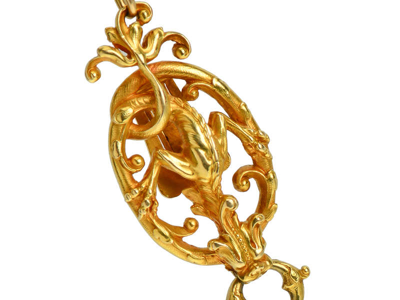 Art Nouveau Antique Dragon & Ibis Bird Fob