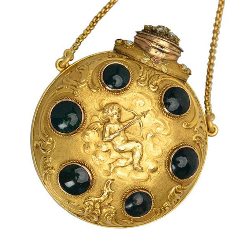 Regal French Gold Bloodstone Cameo Carved Perfume