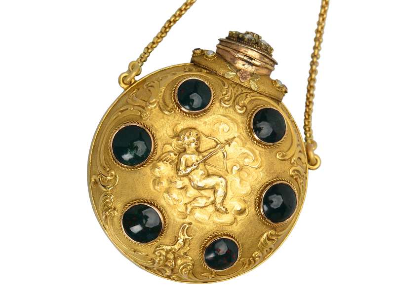 Regal French Gold Bloodstone Cameo Carved Perfume