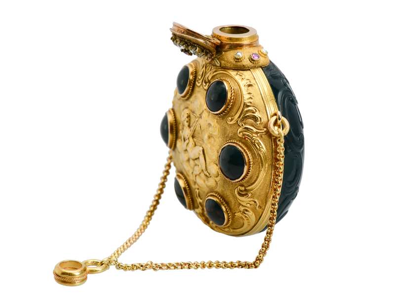 Regal French Gold Bloodstone Cameo Carved Perfume