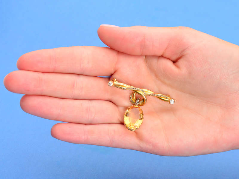 French Imperial Topaz 18k Gold Brooch