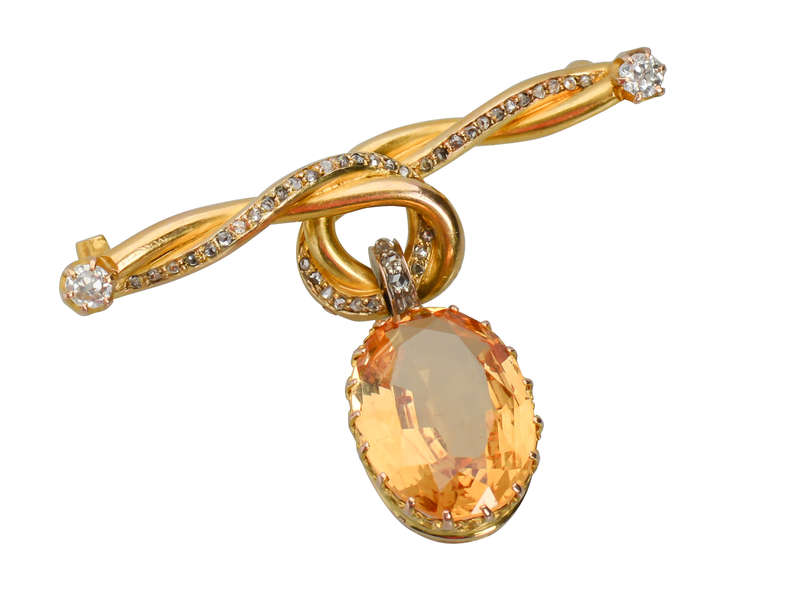 French Imperial Topaz 18k Gold Brooch