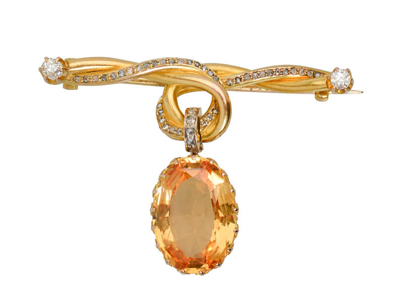 French Imperial Topaz 18k Gold Brooch