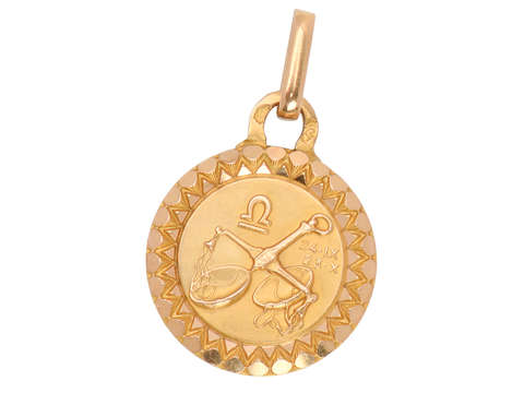French Libra Zodiac Sign Charm in 18k