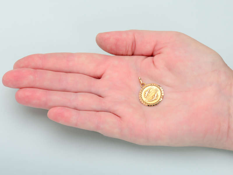 French 18k Perroud Pisces Medallion Pendant