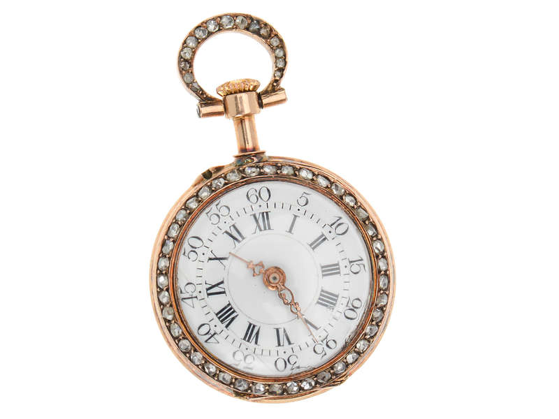French Diamond Sapphire Dress Pocket Watch