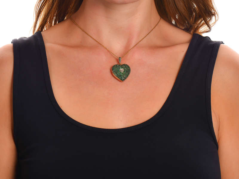 Mon Amour - French Emerald Diamond Heart Locket