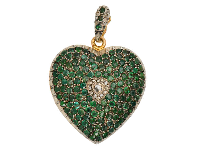 
                      
                        Mon Amour - French Emerald Diamond Heart Locket
                      
                    