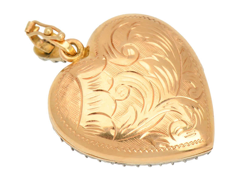 Mon Amour - French Emerald Diamond Heart Locket