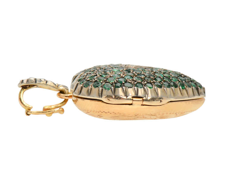 Mon Amour - French Emerald Diamond Heart Locket