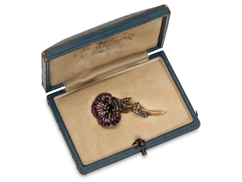 Frozen in Time - Antique Garnet Diamond Flower Brooch