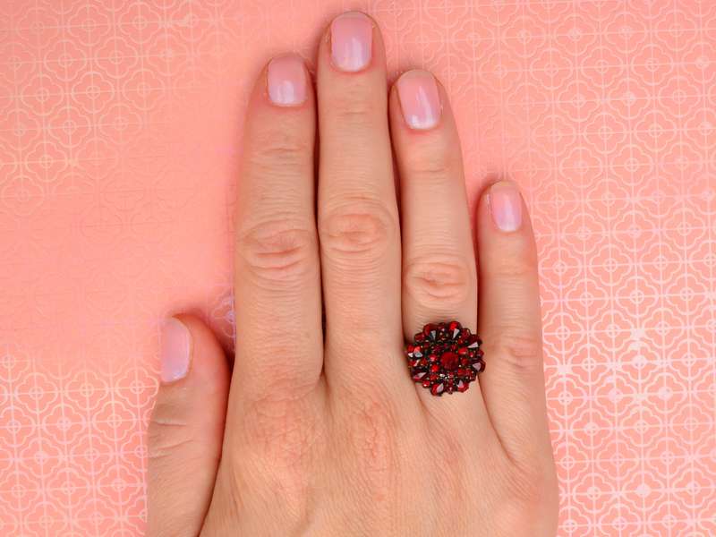 Bohemian Garnet Circular Ring