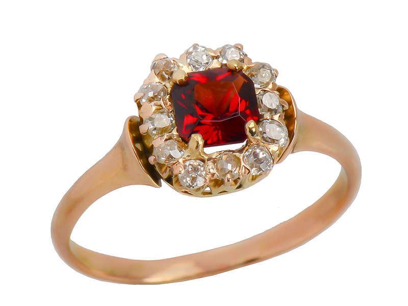 Victorian Garnet Diamond Ring