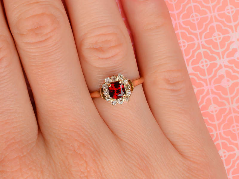 Victorian Garnet Diamond Ring