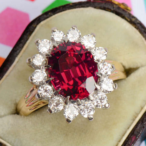 Rhodolite Ritz - Vintage Garnet Diamond Ring