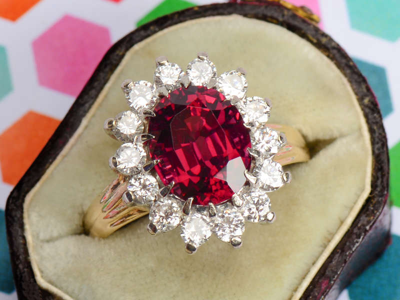 Rhodolite Ritz - Vintage Garnet Diamond Ring