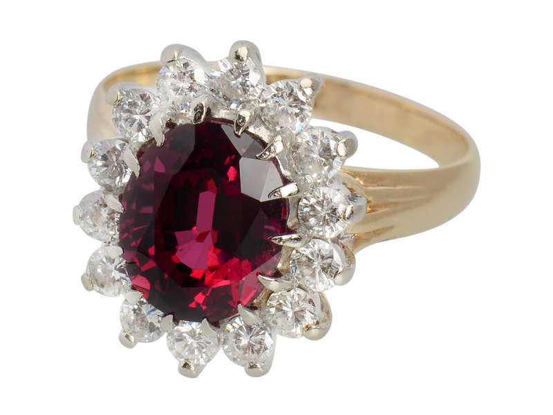 Rhodolite Ritz - Vintage Garnet Diamond Ring