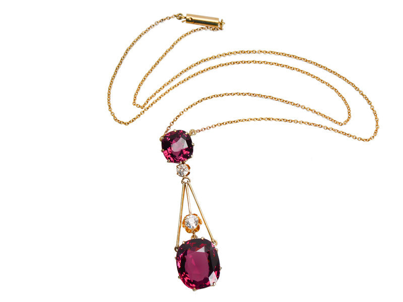 Splendour - Almandine Garnet Diamond Antique Pendant