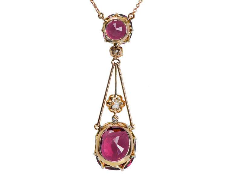 Splendour - Almandine Garnet Diamond Antique Pendant