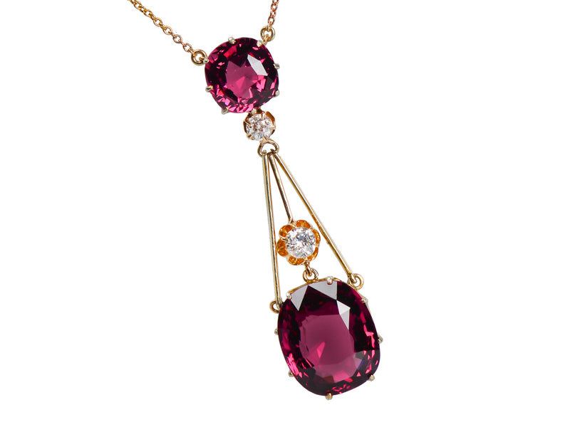 Splendour - Almandine Garnet Diamond Antique Pendant