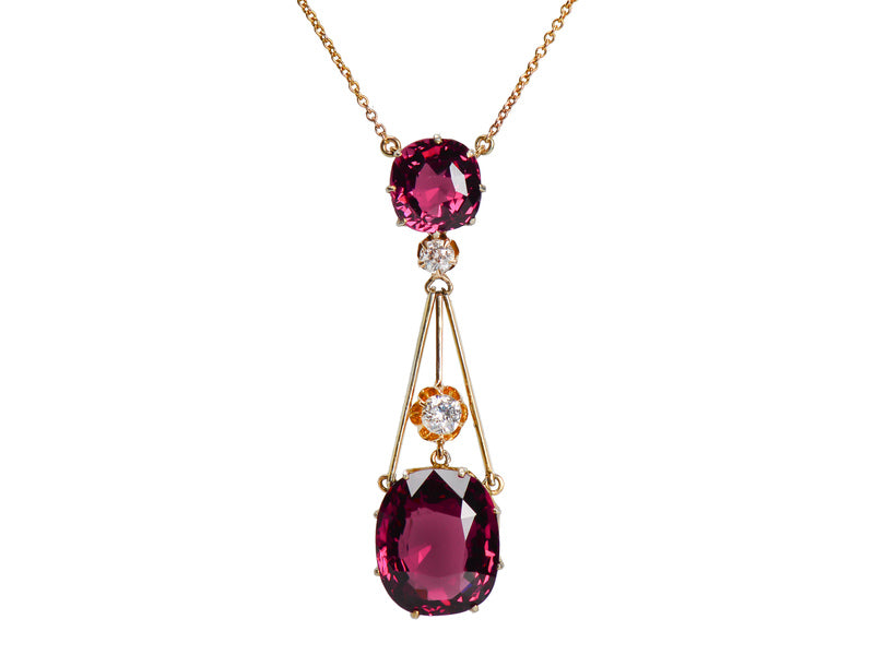 Splendour - Almandine Garnet Diamond Antique Pendant