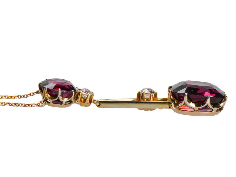 Splendour - Almandine Garnet Diamond Antique Pendant