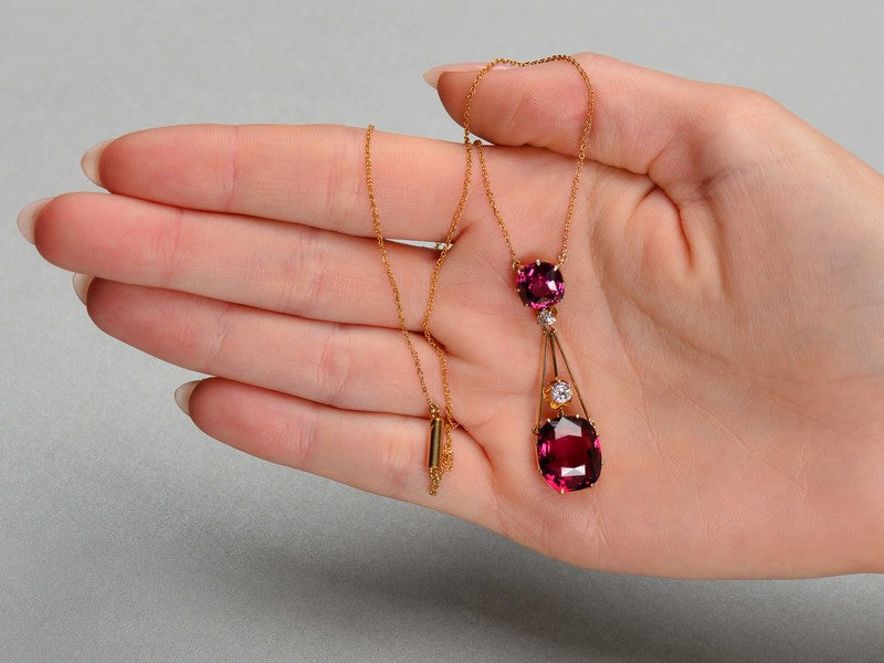 Splendour - Almandine Garnet Diamond Antique Pendant