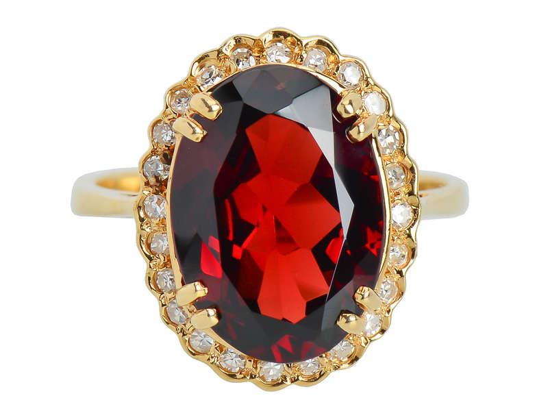 Garnet Gala - Gem Set Estate Diamond Halo Ring
