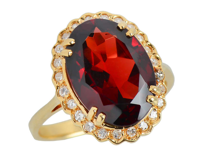 Garnet Gala - Gem Set Estate Diamond Halo Ring