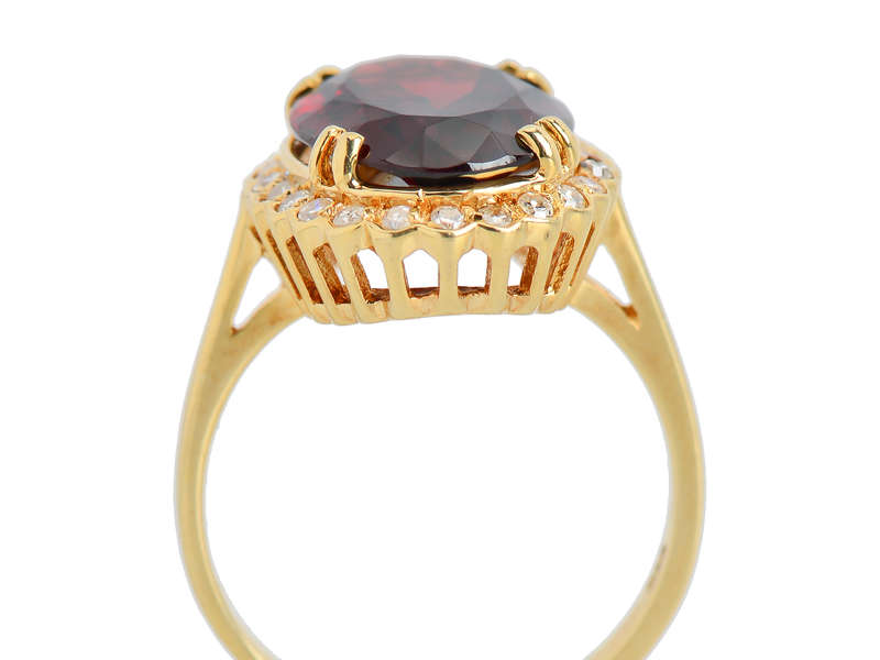 Garnet Gala - Gem Set Estate Diamond Halo Ring