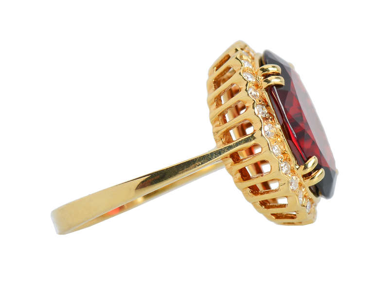 Garnet Gala - Gem Set Estate Diamond Halo Ring