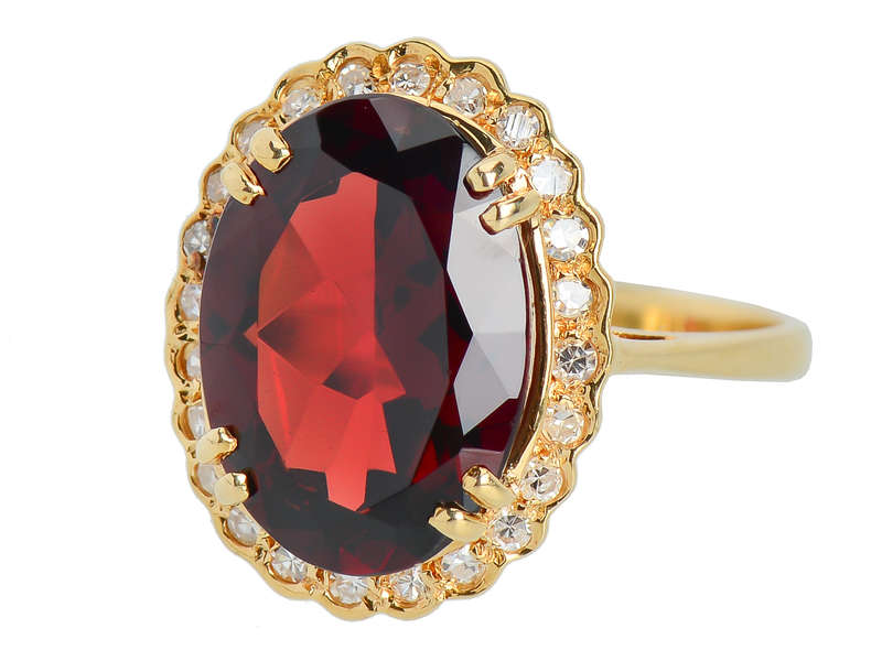 Garnet Gala - Gem Set Estate Diamond Halo Ring