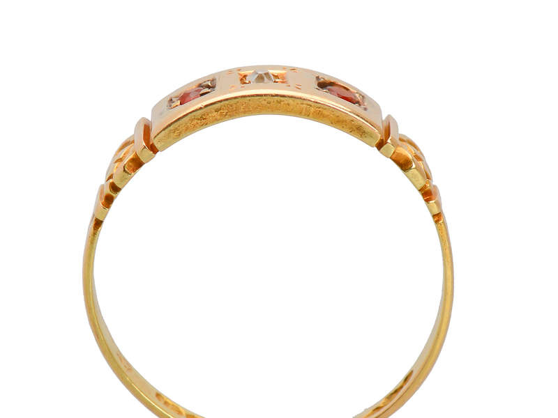 Antique 15k Garnet Diamond Ring of 1892