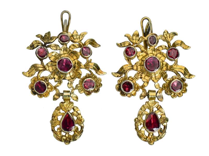 18th Century Bouquet - Garnet Earrings