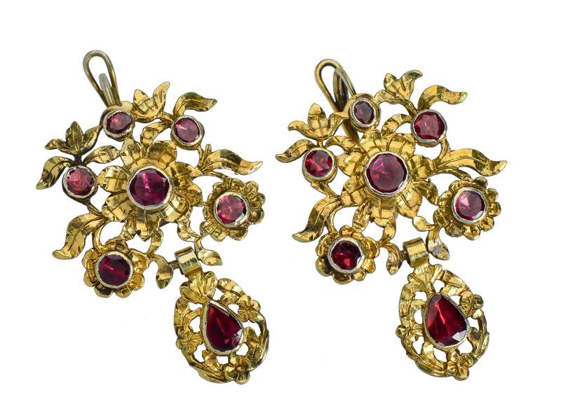 18th Century Bouquet - Garnet Earrings