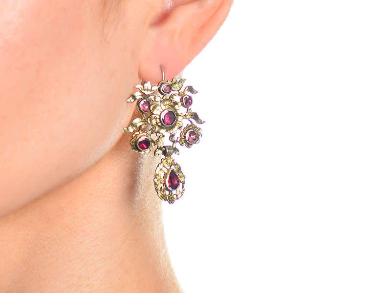 18th Century Bouquet - Garnet Earrings