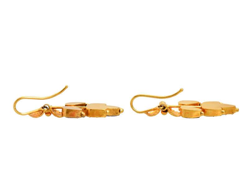 Falling Leaves - Victorian Garnet Gold Earrings