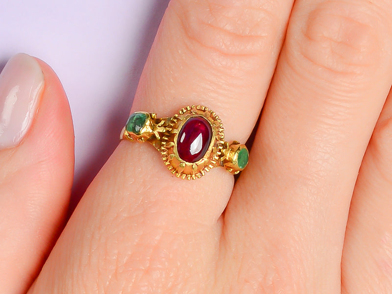 Spanish Flair - 18th Century Garnet Emerald Ring